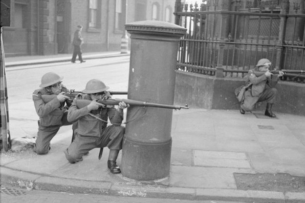 some home guard and a pillar box